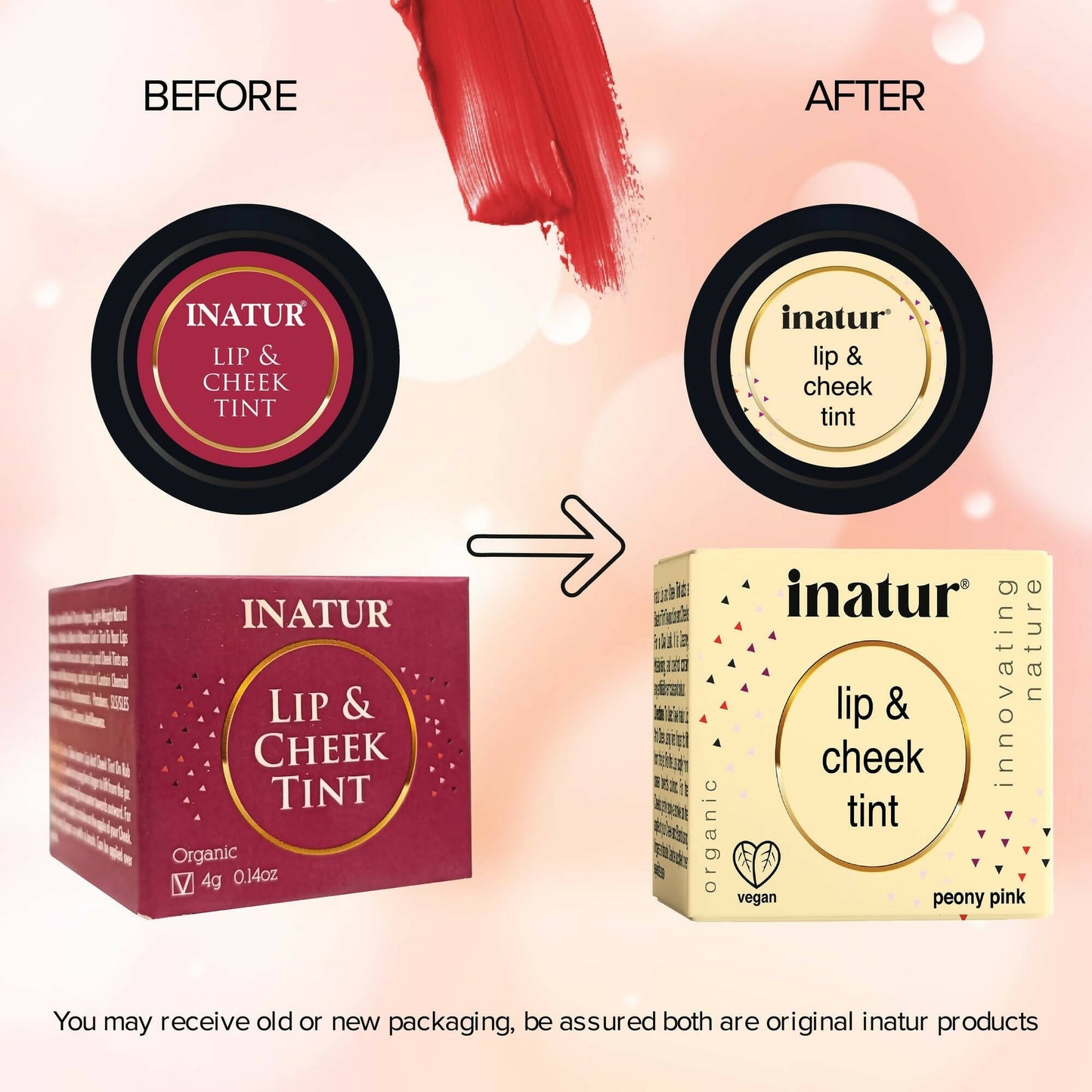 Inatur Lip and Cheek Tint Peony Pink