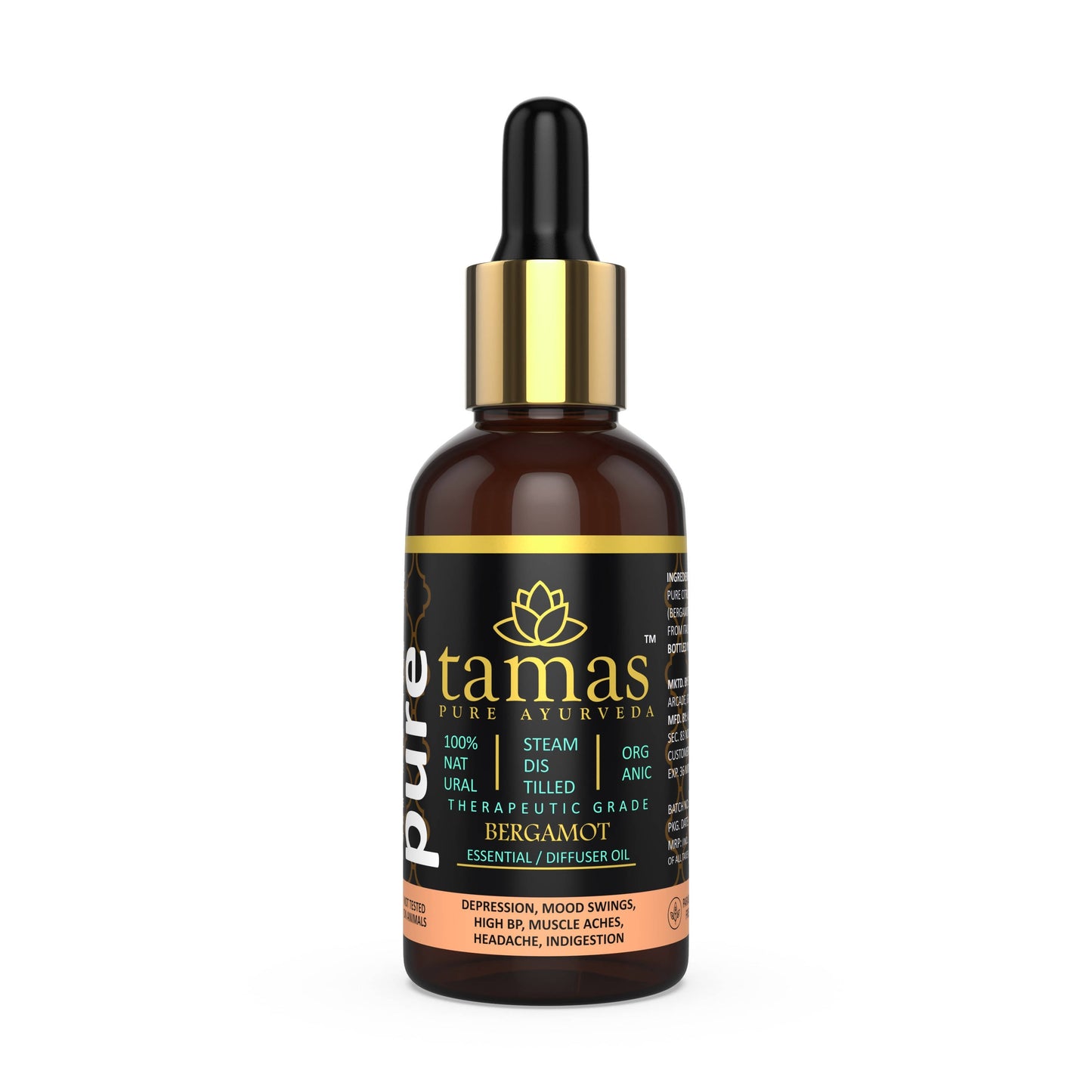 Tamas Pure Ayurveda 100% Organic Bergamot Essential Oil- USDA Certified Organic