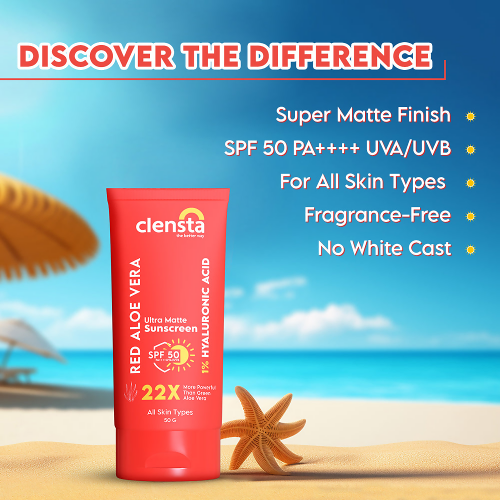 Clensta Red Aloe Vera Ultra Matte Sunscreen SPF 50