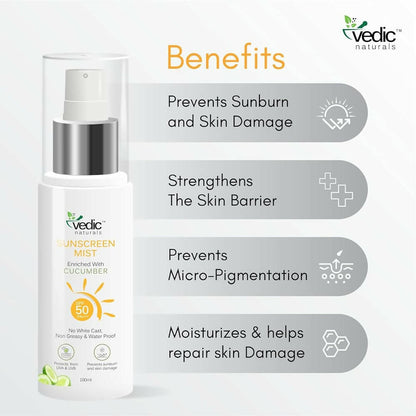 Vedic Naturals Sunscreen Face Mist with SPF 50 PA+++