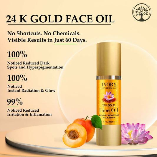 Ivory Natural 24K Gold Face Polish Oil For Luxurious Exfoliating And Rejuvenating Skincare