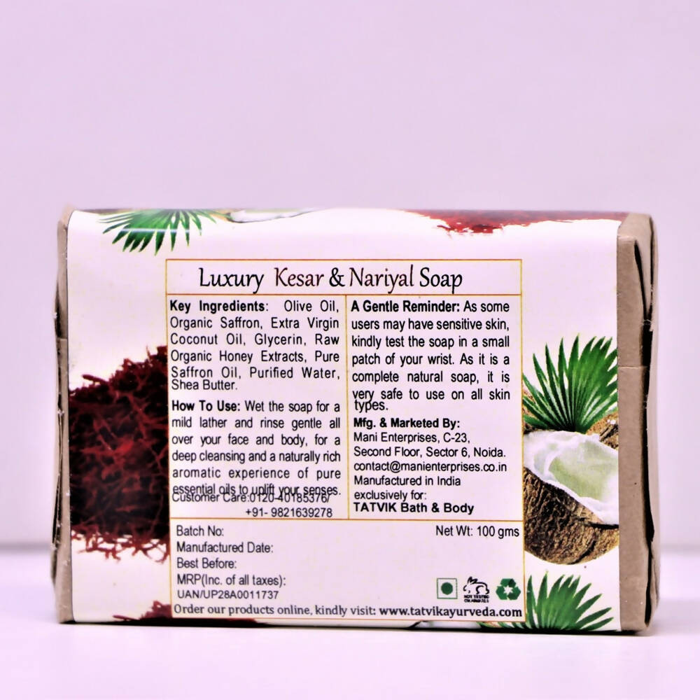 Tatvik Ayurveda Kesar & Nariyal Luxury Handmade Soap