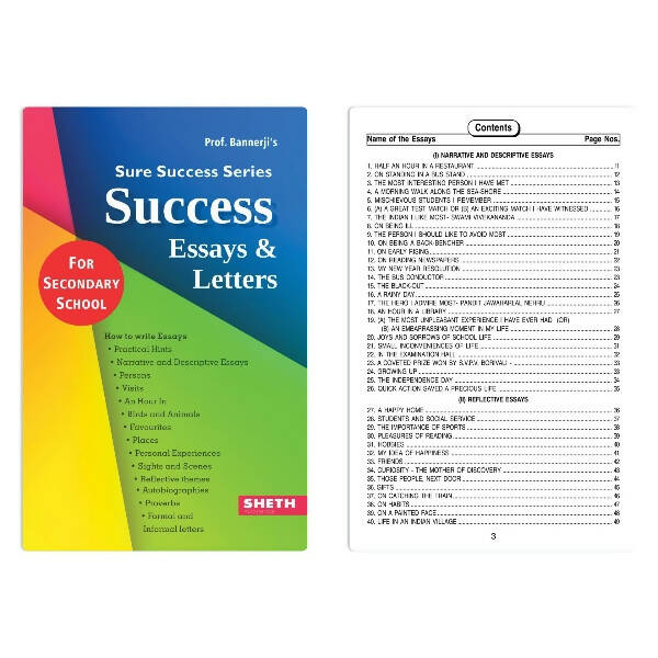 Prof. Bannerji's Sure Success Excellent Essays & Letters for Secondary School | Age 12+ years -  buy in usa 