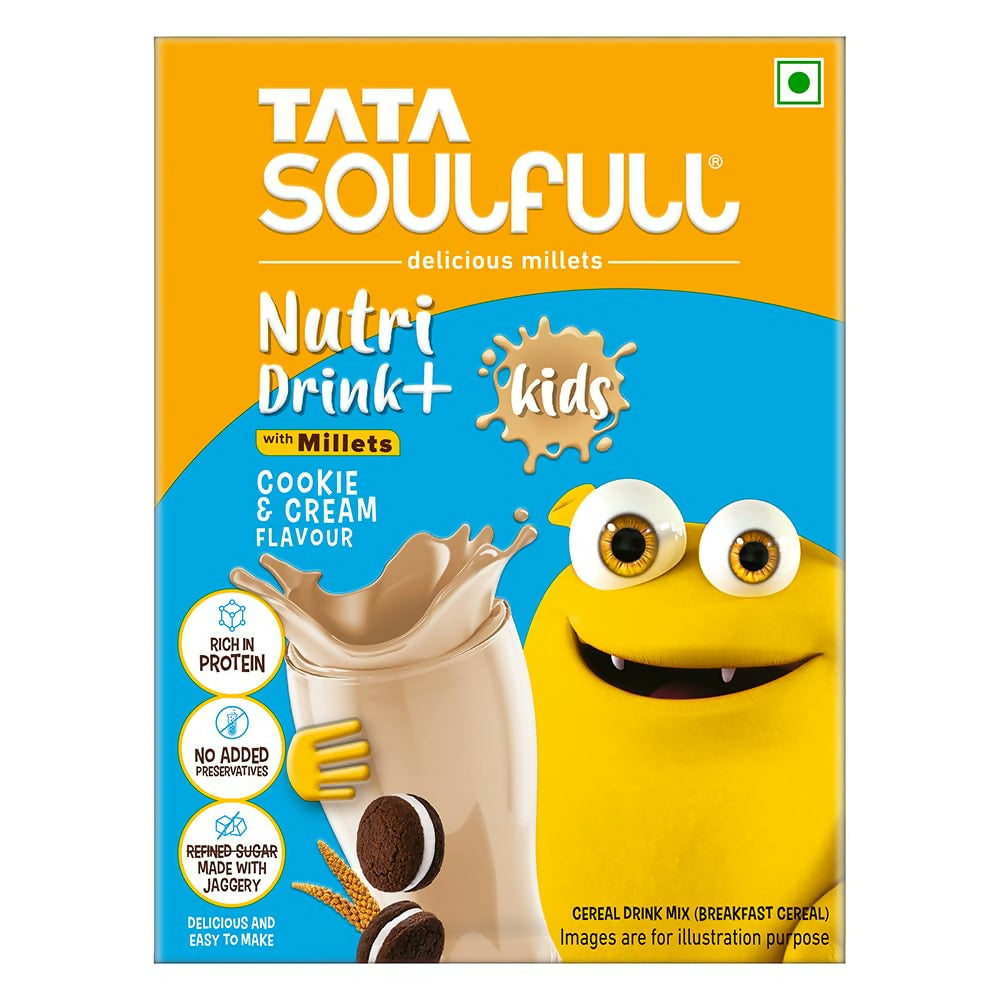 Tata Soulfull Nutri Drink+ For Kids With Millets - Cookie & Cream Flavor - BUDNE