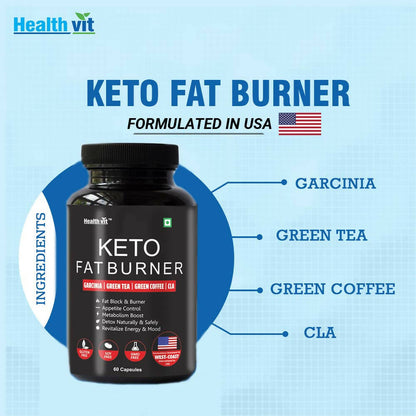 Healthvit Keto Fat Burner With Garcinia, Green Tea, Green Coffee Capsules