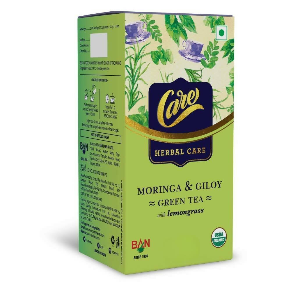 Care Moringa & Giloy Green Tea Bags with Lemongrass