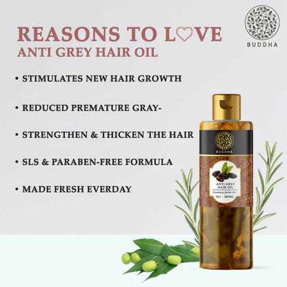 Buddha Natural Anti Grey Hair Oil For Anti Greying and Natural Hair Color