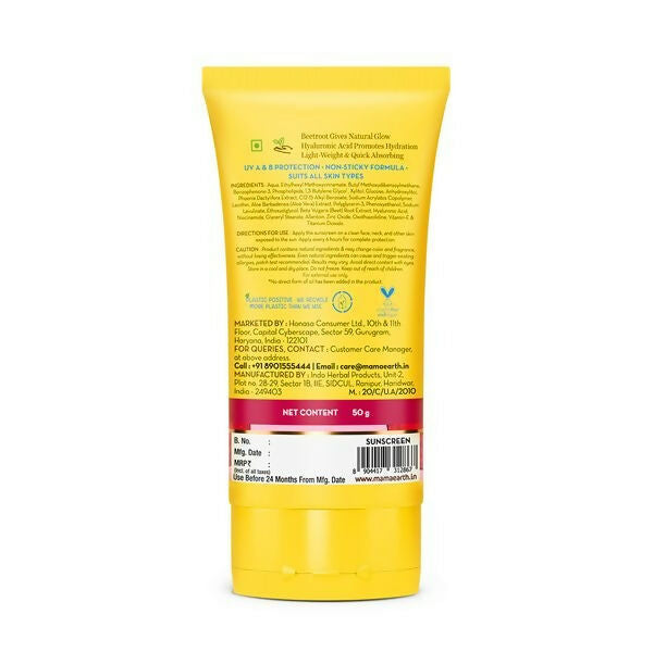 Mamaearth Beetroot Hydraful Sunscreen SPF 50 & PA++++