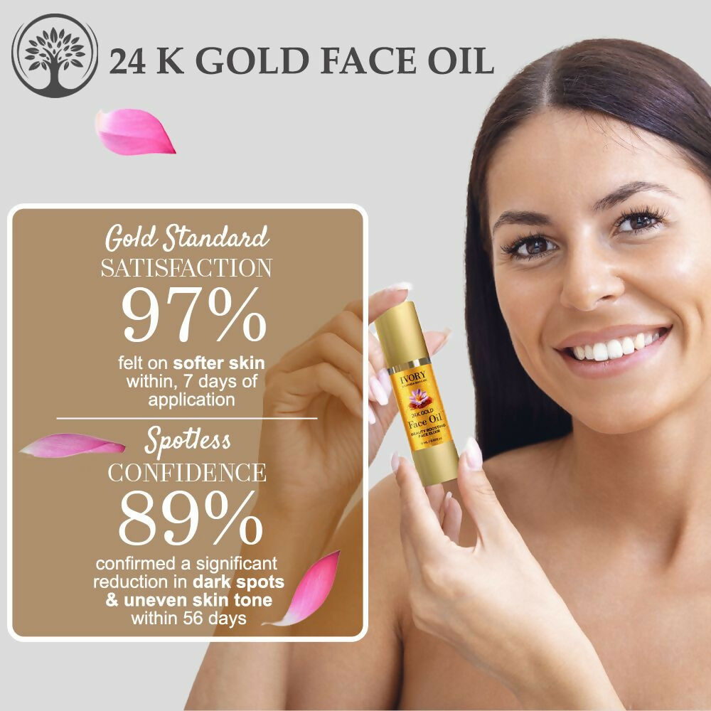 Ivory Natural 24K Gold Face Polish Oil For Luxurious Exfoliating And Rejuvenating Skincare