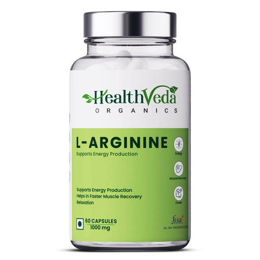 Health Veda Organics L Arginine Veg Capsules - BUDNE