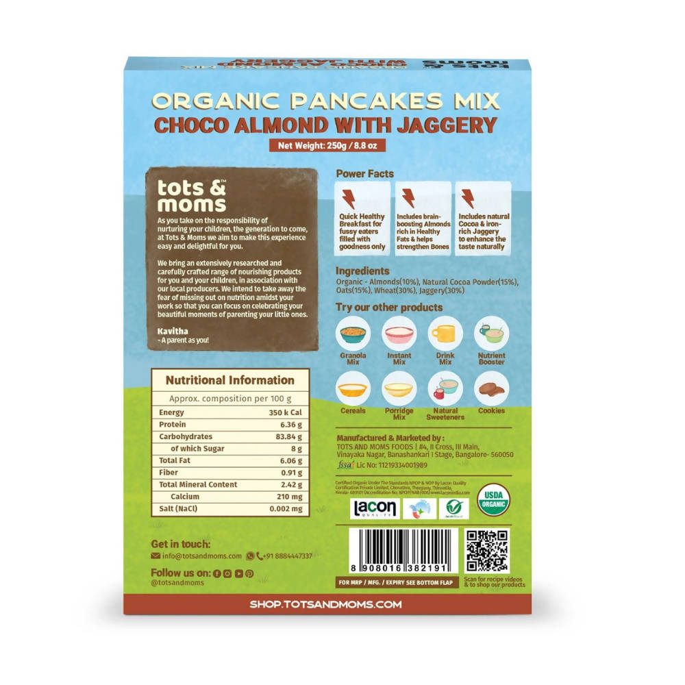 Tots and Moms Organic Choco Almond with Jaggery Pancake Mix