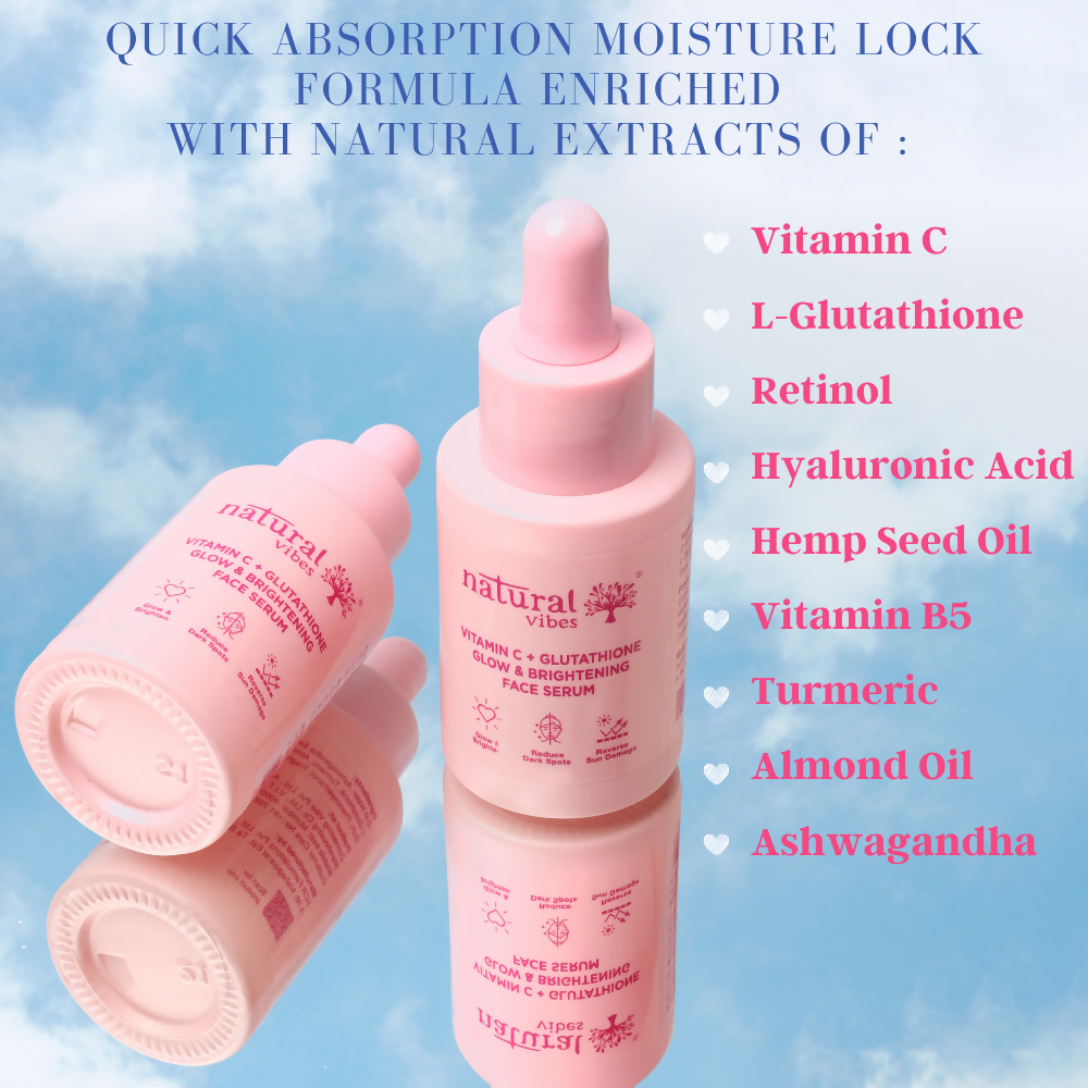 Natural Vibes Vitamin C + Glutathione Glow & Brightening Face Serum