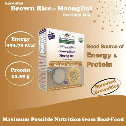 TummyFriendly Foods Organic Sprouted Brown Rice, Moong Dal Porridge Mix