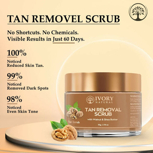 Ivory Natural Tan Scrub , Reduce Tan, Restores Radiant Skin Glow