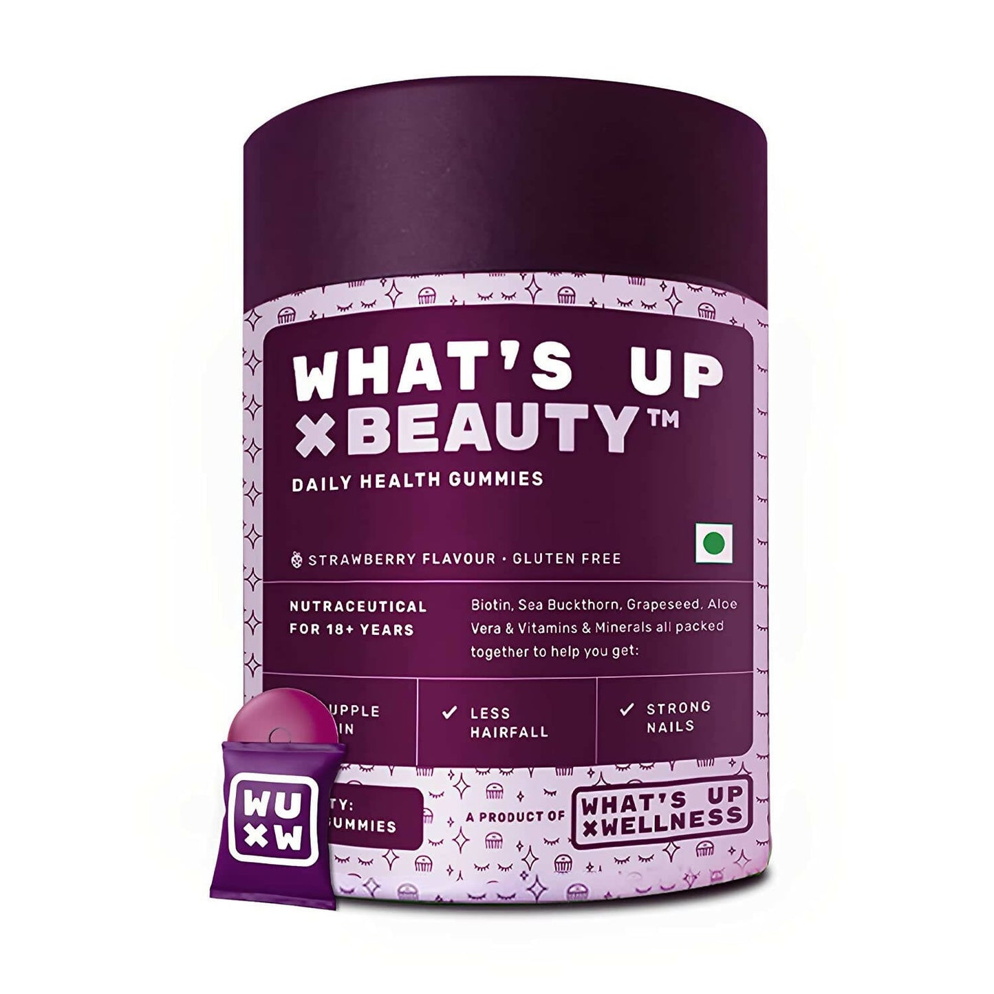 Whatƒ??s Up Wellness Beauty Skin & Hair Gummies - usa canada australia