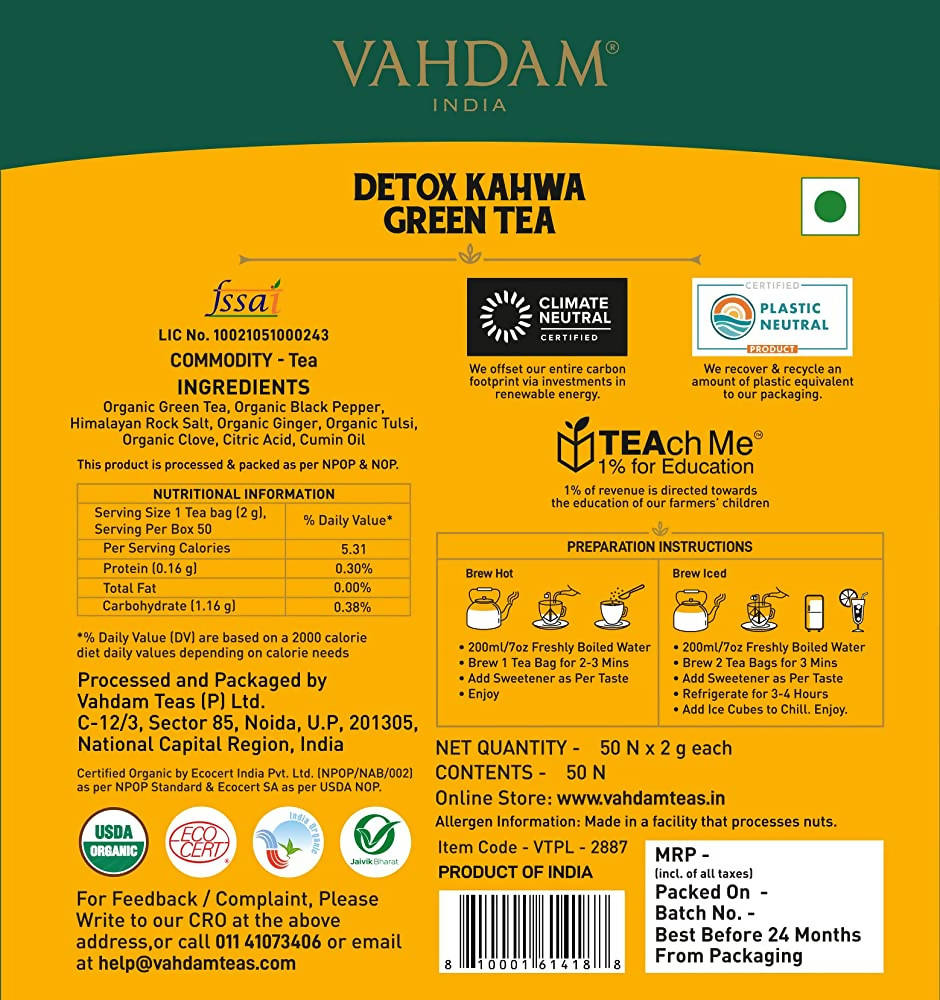 Vahdam Detox Kahwa Green Tea