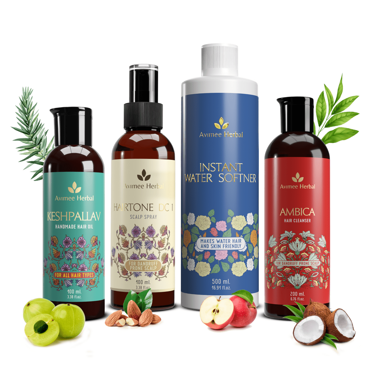 Avimee Herbal Anti Dandruff Kit with Keshpallav Hair Oil & Instant Water Softener, Fights Dandruff & Moisturises Scalp Naturally, - 900ML