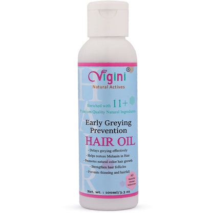 Vigini Early Anti Greying Hair Care Oil with Amla, Onion Seed Oil, Flaxseed Oil - BUDNEN