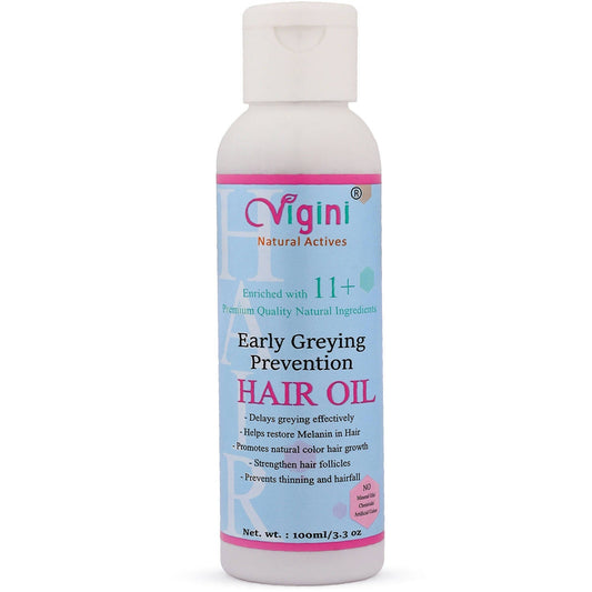 Vigini Early Anti Greying Hair Care Oil with Amla, Onion Seed Oil, Flaxseed Oil - BUDNEN