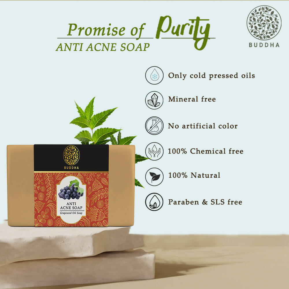 Buddha Natural Anti Acne Soap - Fights Acne Pimple, Breakouts, Blemish, Blackheads