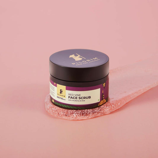 Pilgrim French Red Vine Face Scrub with Mulberry Extract & Aloe For Glowing Skin, Tan Removal, De-Pigmentation