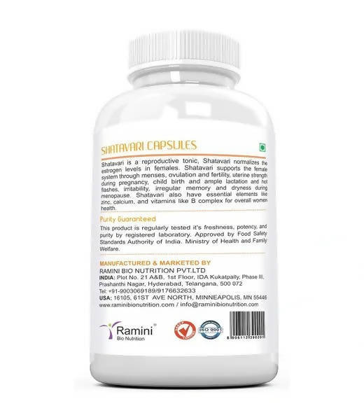 Ramini Bio Nutrition Shatavari 500mg Veg Capsules