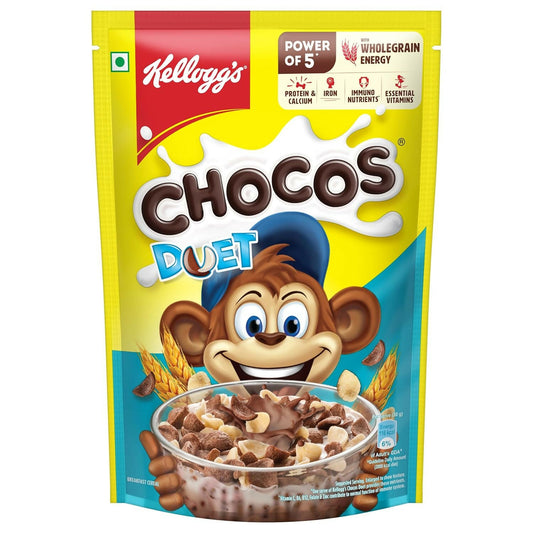 Kellogg's Multigrain Chocos Duet, Breakfast Cereal for Kids, Source of Calcium, High in Protein, with 10 Essential Vitamins & Minerals