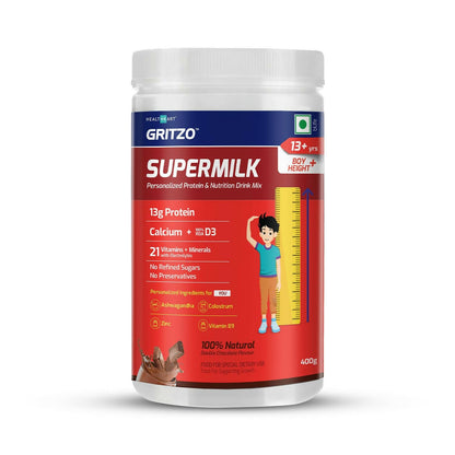 Gritzo Supermilk Height+ Health Drink For 13+Y Boys - Double Chocolate