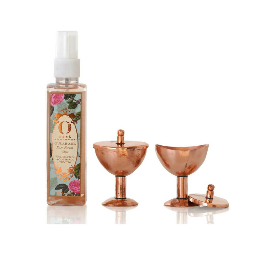Ohria Ayurveda Pure Copper Eye Cups Ritual: Netra Shudhi With Rose Facial Mist