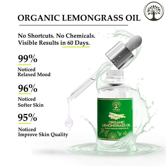 Ivory Natural Organic Lemongrass Oil Pure & Premium Essential Oil For Face, Scalp & Skin