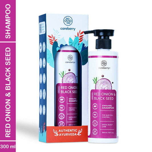 Careberry Organic Red Onion & Black Seed Stimulating Shampoo For Anti Hair Fall -  USA 