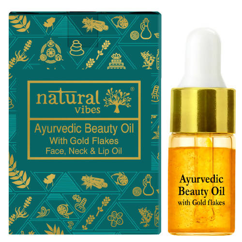 Natural Vibes Ayurvedic Gold Beauty Oil with Gold Flakes