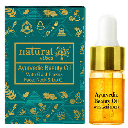 Natural Vibes Ayurvedic Gold Beauty Oil with Gold Flakes