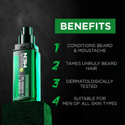 Garnier Men Beard & Moustache Oil With Vitamin E And Almond Oil