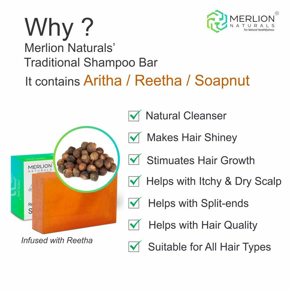 Merlion Naturals Traditional Shampoo Bar with Shikakai and Reetha