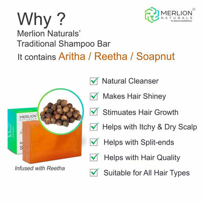 Merlion Naturals Traditional Shampoo Bar with Shikakai and Reetha