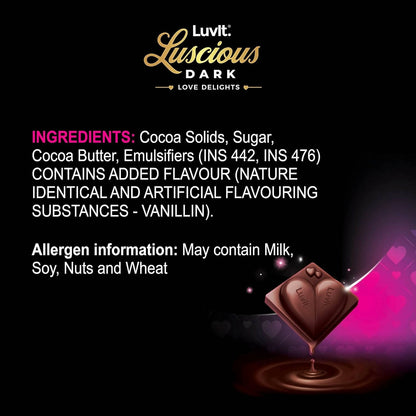 LuvIt Luscious Dark Love Delights - Heart Shaped Chocolate Bars