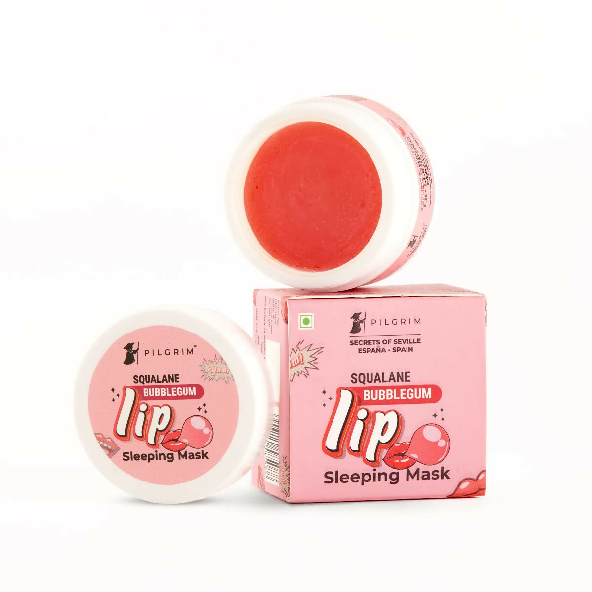 Pilgrim Spanish Lip Sleeping Mask (Bubblegum) with Shea Butter & Pomegranate For Hydrated & Soft Lips