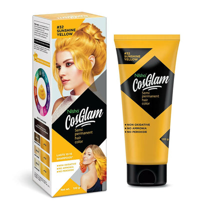 Nisha Cosglam Semi Permanent Hair Color 32 Sunshine Yellow - BUDNE