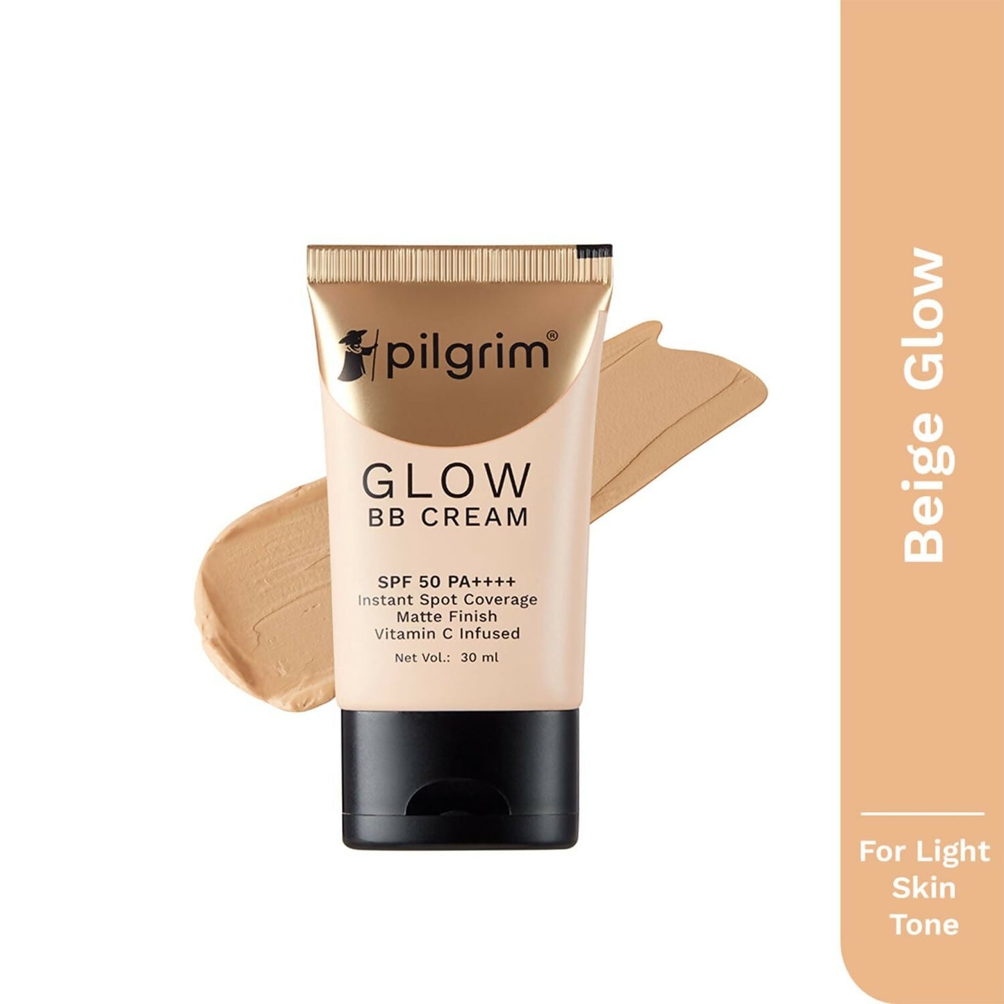 Pilgrim Glow BB Cream SPF 50 PA++++ Instant Spot Coverage Matte Finish Vitamin C Infused - Beige Glow