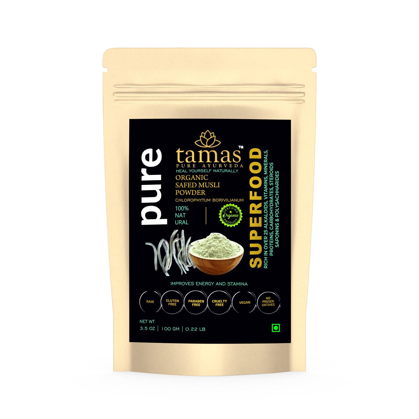 Tamas Pure Ayurveda Superfood Organic Safed Musli Powder