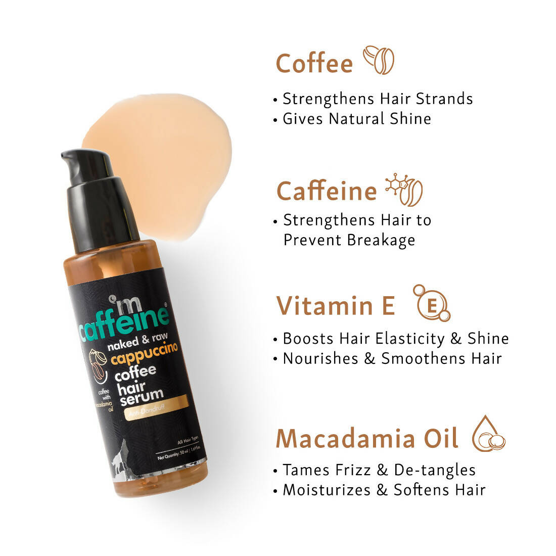 mCaffeine Naked & Raw Cappuccino Coffee Hair Serum