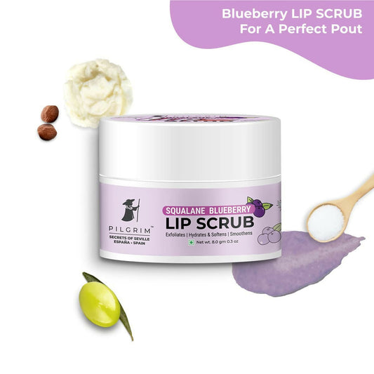 Pilgrim Spanish Lip Scrub (Blueberry) For Dark Lips, Gentle Exfoliation, Hydrated, Smooth & Soft Lips