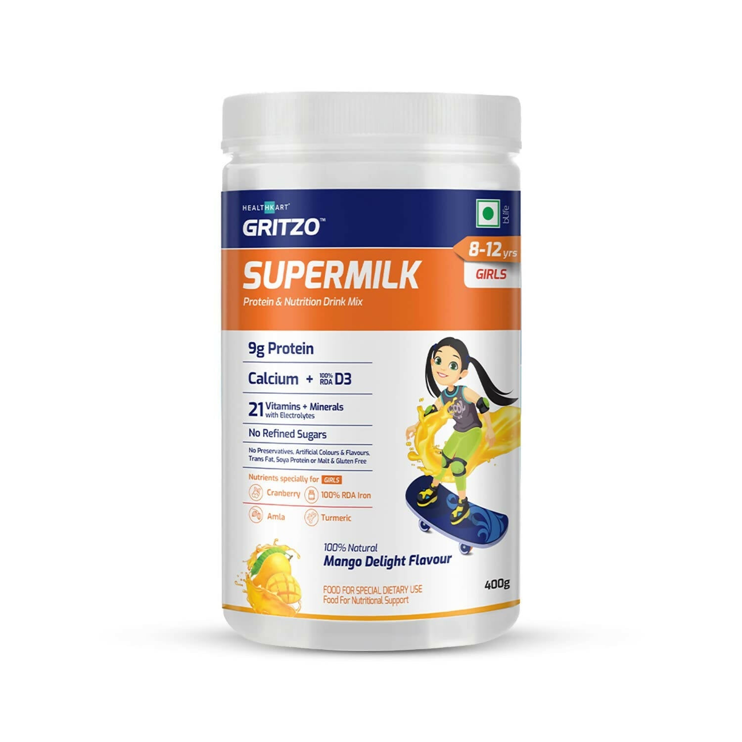 Gritzo SuperMilk 8-12y (Girls) Nutrition & Health Drink - BUDNE