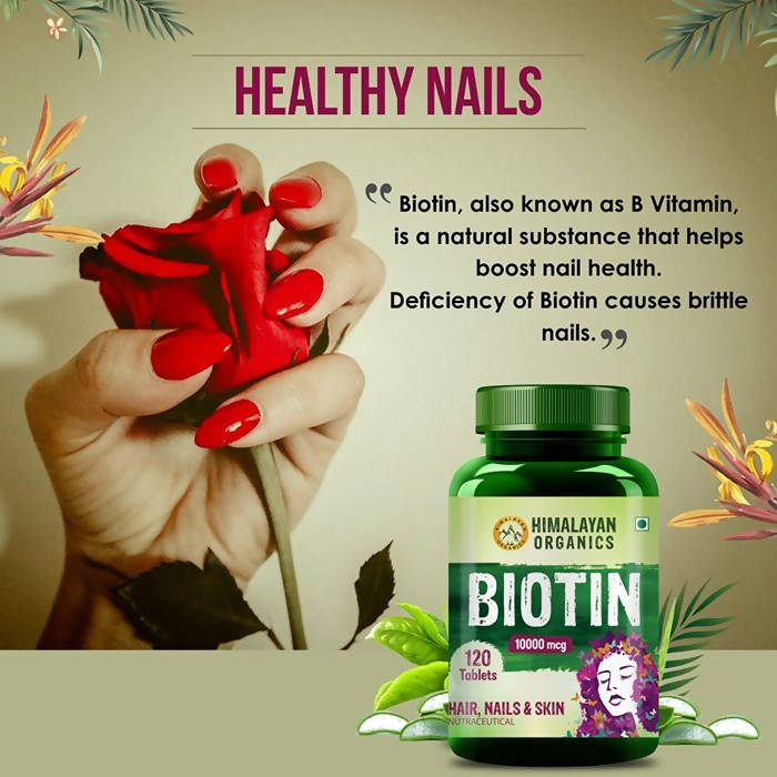 Himalayan Organics Biotin 10,000 mcg For Hair, Nails & Skin Nutraceutical Tablets