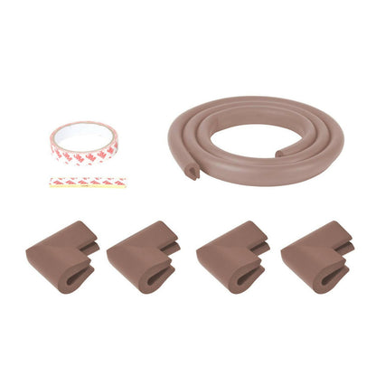 Safe-O-Kid Unique High Density 2 Mtr Long U - Shaped 4 Edge Guards With 16 Corner Cushions - Brown