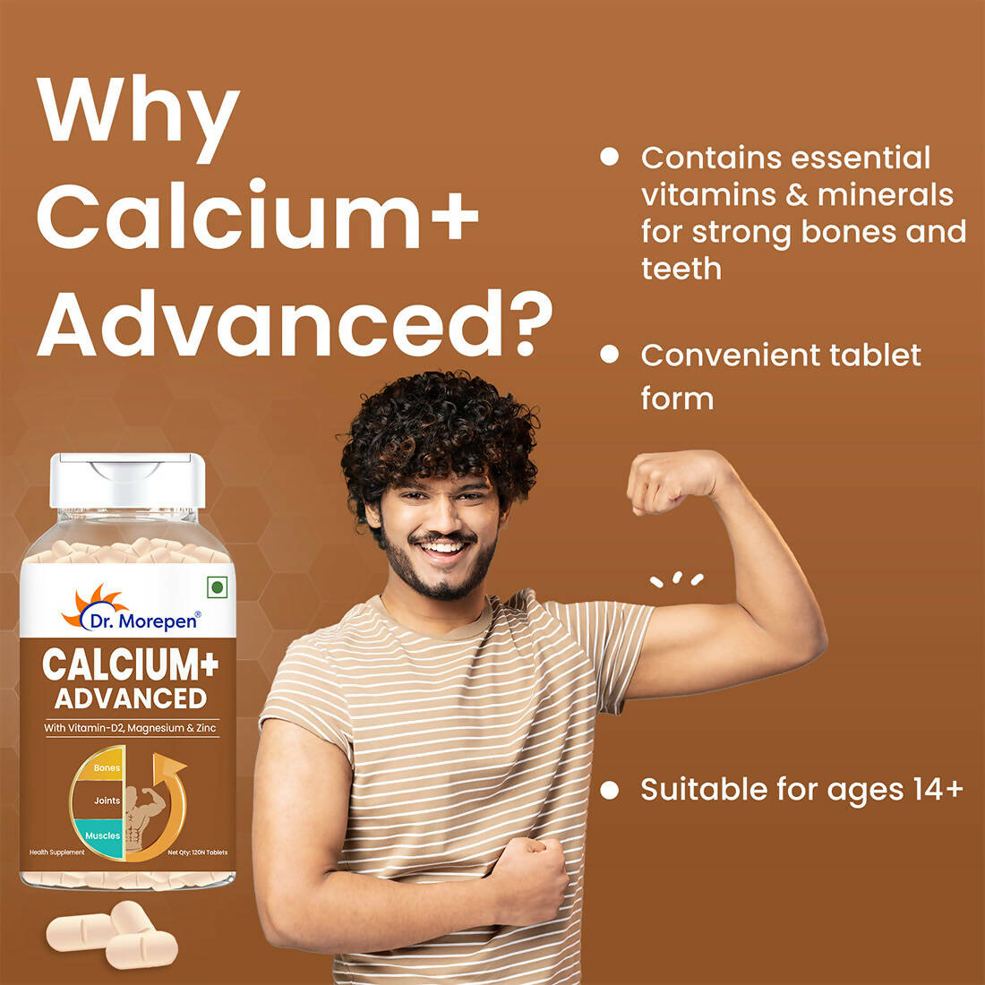 Dr. Morepen Calcium+ Advanced Tablets with Vitamin - D2, Magnesium & Zinc