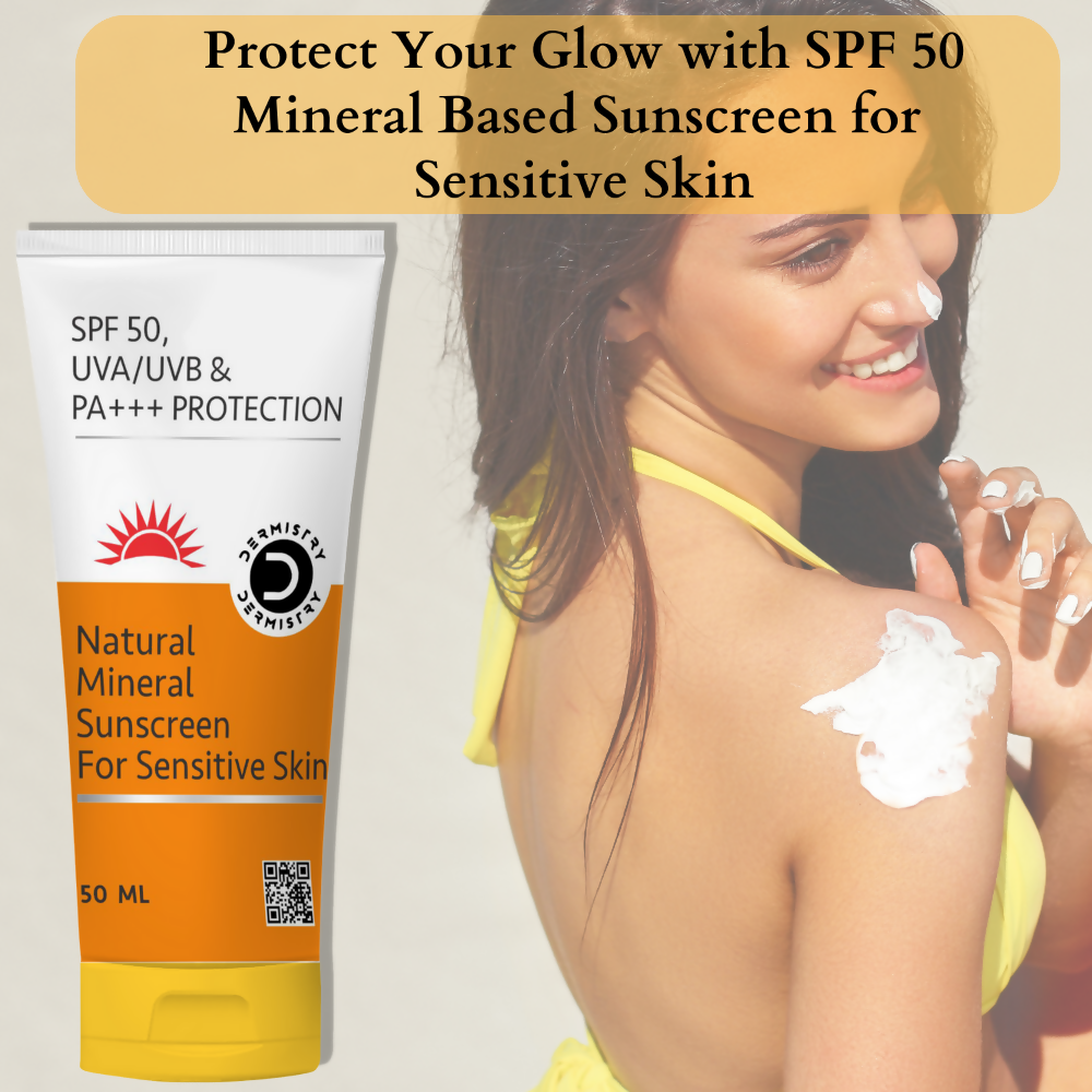 Dermistry Natural Mineral Sunscreen for Sensitive Skin & Children SPF 50 UVA UVB PA+++ Protection