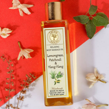 Tatvik Ayurveda Relaxing Body Massage Oil Lemongrass Patchouli & Ylang Ylang