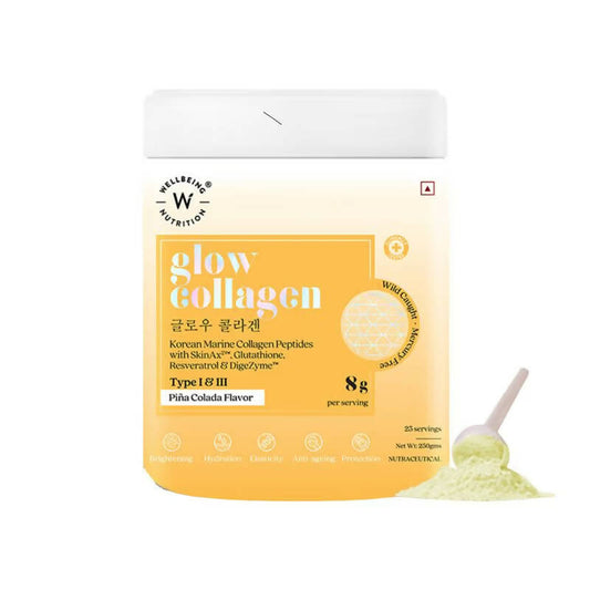 Wellbeing Nutrition Glow Korean Marine Collagen Peptides - Pina Colada Flavor - BUDEN